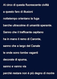 a poem in italian on a dark blue background